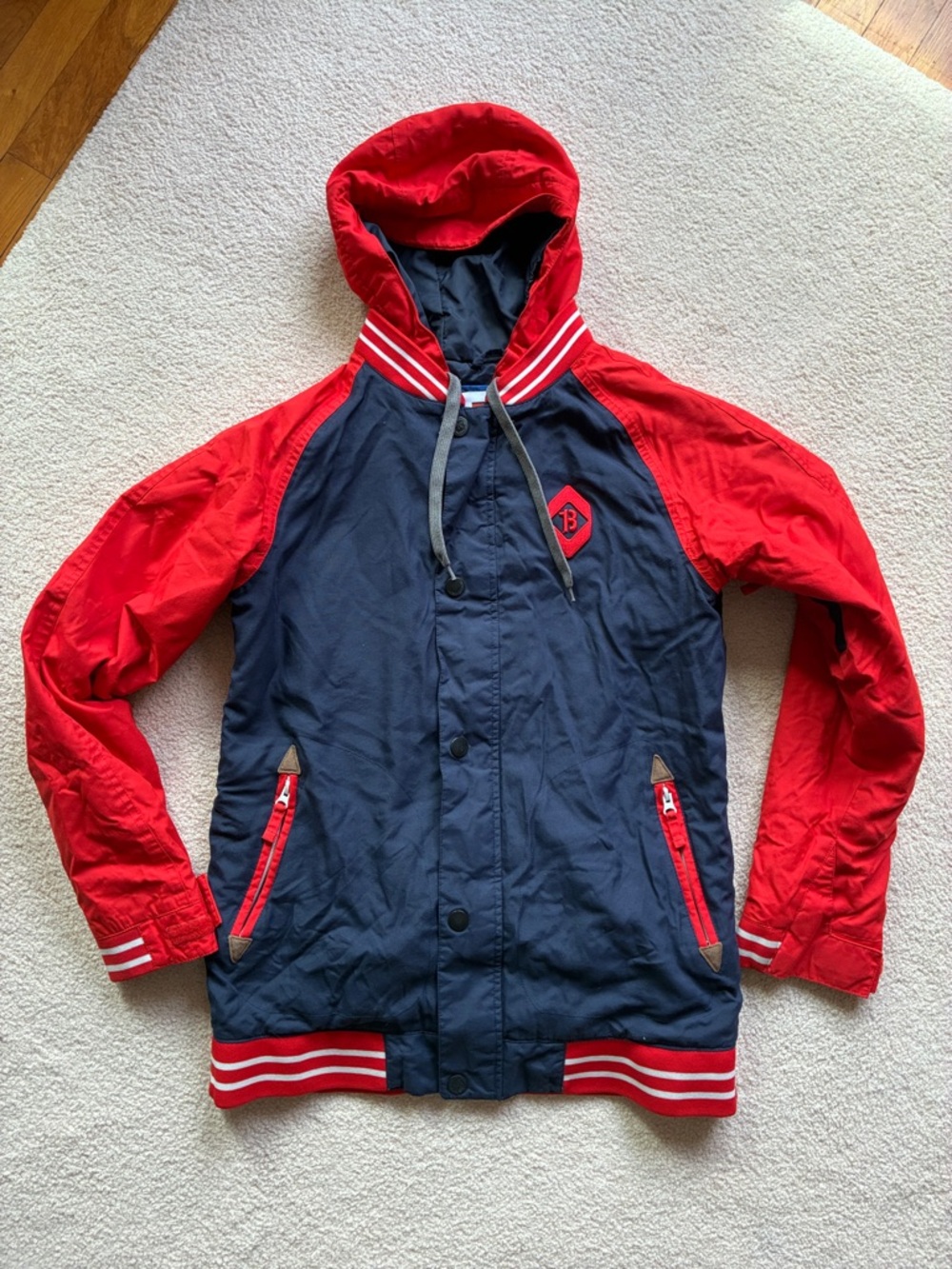 Burton Dryride Chittagong Navy and Red Hooded Winter Jacket